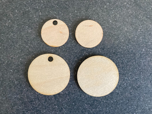 Laser cut wooden discs - cut,