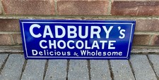 Cadbury‘s Chocolate Metal Enamelled, Classic Retro Advertising Sign. 51cm X 19cm