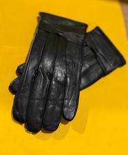  New Debenhams Women's Black Genuine Soft Leather Fur Lined Bow Gloves -One Size
