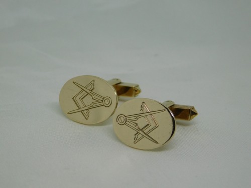 9ct gold oval masonic - oval, "masonic"