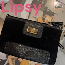 Lips London Black Shoulder Bag Clutch Bag Evening Bag New No Tag Missing Strap