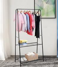 HOMCOM Black Metal Clothes Rack Coat Tree Hanger Hallway Organiser 47-3-8