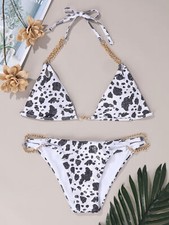 two-piece Bikini Cow Print New bikini Chain sexy backless