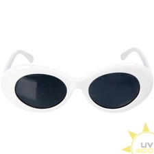 UV400 WHITE OVAL SUNGLASSES Kurt Cobain Retro Clout Goggles Grunge Rapper Shades