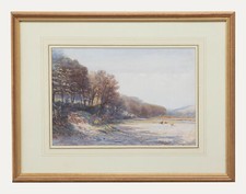 G. M. Linder  - Framed Late 19th Century Watercolour, Cattle in the Water Meadow