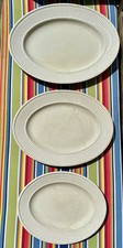 Set Of Three Wedgewood "Queen's Ware" EDME Cream Oval Fluted Serving Plates