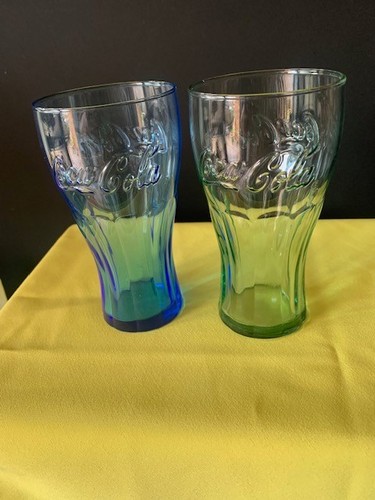 Coca cola glasses blue and - ,