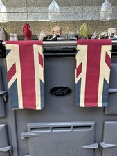 Union Jack UK Set Of Two Red Kitchen Tea Towels 100% Cotton Kitchen Textiles