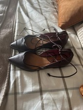 Whistles dark burgundy leather wrap around ankle shoes size 5 ( 38)