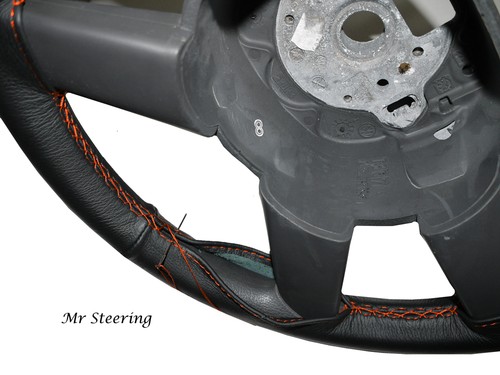 Black leather steering wheel - leather,