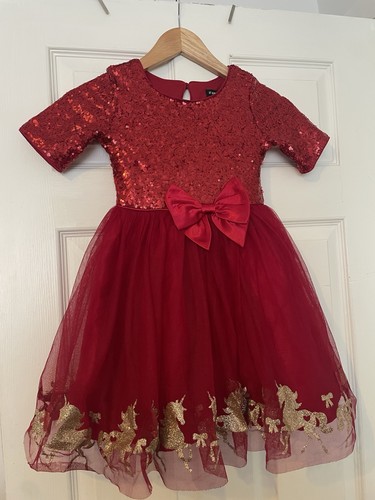 Girls red party dress - girls, 6
