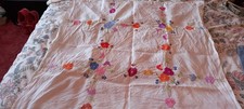 Hand Embroidered Tablecloth 34 X 34 Inches