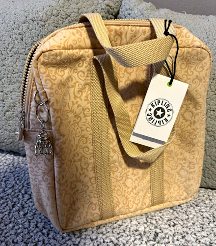 Kipling beige floral nylon zip - beige,