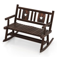 2-Seat Wood Rocking Bench