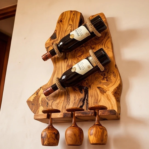 Rustic olive wood wall mounted - wood,