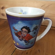 Vintage Harry Potter Playing Quidditch on Flying Broomstick Porcelain Mug Warner