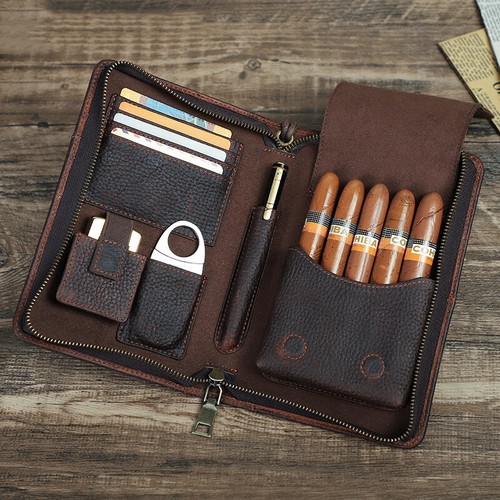 Genuine leather cigar case - cigar,