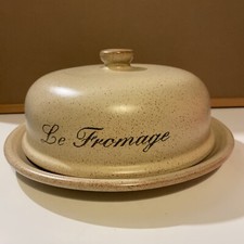 LOVELY Large Vintage Speckled Glaze ‘Le Fromage’ Cheese Dish Dome VGC