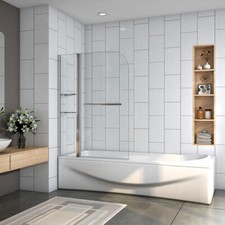 Chrome 1200x1400mm 180°Pivot Bath Shower 6mm Glass Screen With Shelve&Towel Rail