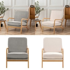 Nordic 1 2 Seater Sofa Wood Frame Tub Armchair Fabric Padded Settee Couch Lounge