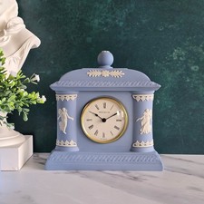 Wedgwood Dancing Hours Blue Mantel Clock Jasperware Working Perfect
