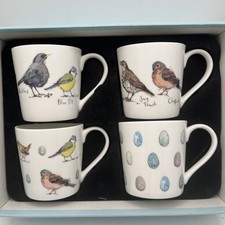 Madeleine Floyd for water Lane gifts bone china mugs x 4 Bird design in box