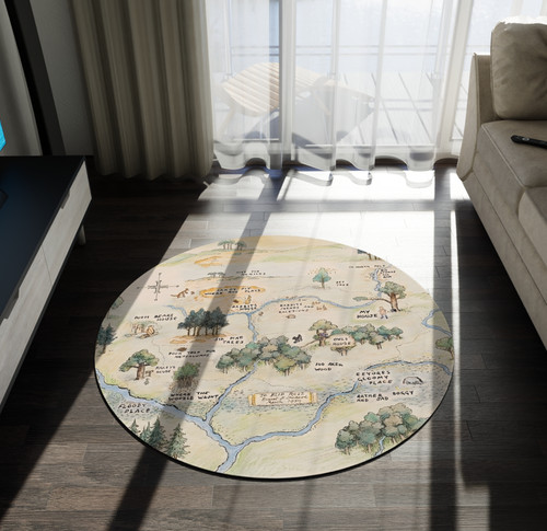 Winnie forest map - round, rug