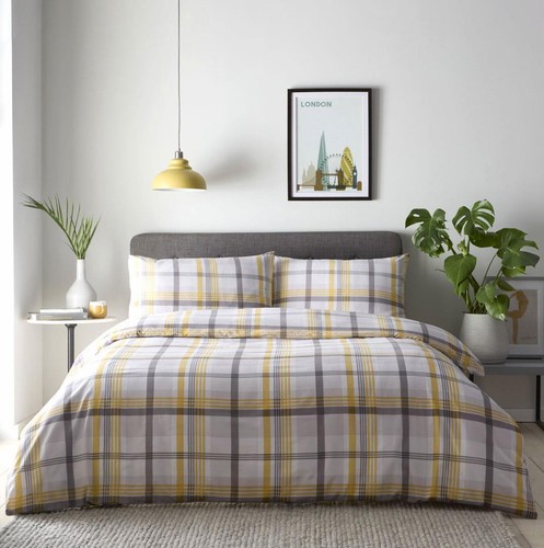 Tartan duvet cover check bed
