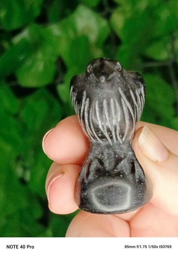 Black obsidian raven carving - obsidian,