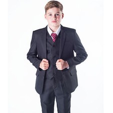 Boys Suits Boys Black Suit 5 Piece Wedding Party Formal Outfit (0-3M - 14Yrs)