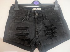 Hollister Womens black distressed denim shorts W24