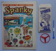 Sparky comic #60 Mar 12 1966 + Free Gift Sparky Spinner GD, FN