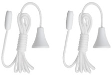2x Light Pull Cord Switch Strings – White or Black for Bathroom/Shower