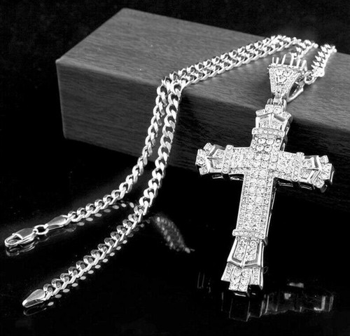 Crystal cross necklace - crystal,