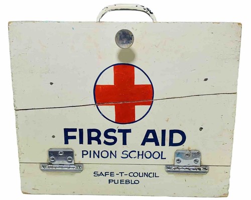 Wooden first aid - box, painted