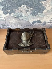 Vintage 60s Wooden Jewellery Box with LW Radio - Medieval Knight Made in Japan 
