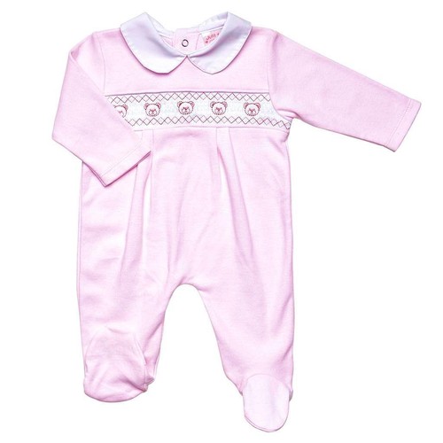 Baby girls smocked teddy baby
