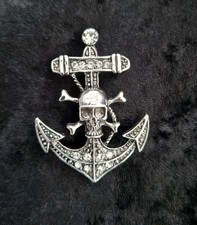 Pirate Skull Anchor Brooch