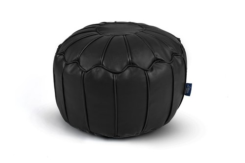 Faux leather round moroccan - leather,