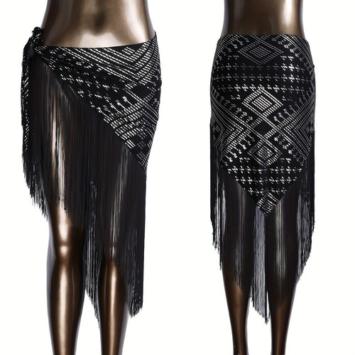 Belly dance fringed hip scarf - belly,