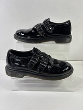 Dr Martens Mono J 8065 Black Patent Junior Mary Jane Shoes Buckle UK 3