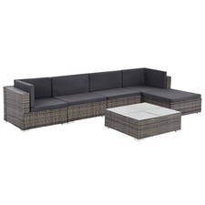  Sofa Set Grey Polyethylene
