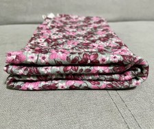 Vintage Floral Pink On Grey Patterned Fabric 154 x 137cm