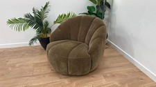 Sofology The Nobu Fabric Swivel Chair in Relaxed Chenille Olive Green