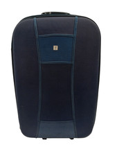 Fiore Navy Blue Soft Shell Suitcase with Telescopic Handle 2-Wheel Luggage