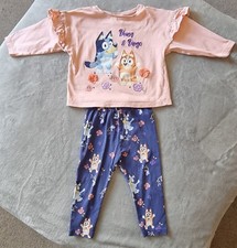 TU Bluey & Bingo Top & Trousers PJs Pyjamas 12-18 Months 1 - 1.5 Years Pink Blue