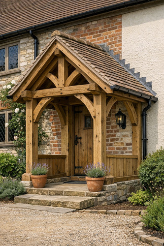 Oak porch pergola - pergola,