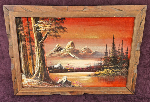 Vtg 70s velvet painting - velvet,
