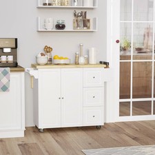 Drop Leaf Kitchen Island Trolley Utility Storage Cart On Wheels Drawers Worktop