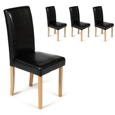 4 Black Dining Chairs Faux